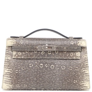 エルメス ハンドバッグ ポシェットケリー リザード ベージュ ミニバッグ  中古