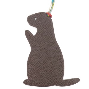 エルメス チャーム プティアッシュ モルモット トゴ マルチカラー バッグチャーム petit H 青 茶  中古