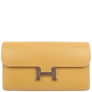 エルメス 長財布 コンスタンス ロング リザード ベージュ 二つ折り財布   中古