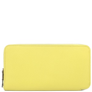 エルメス 長財布 アザップロング シルクイン ヴォーエプソン イエロー 黄色 ラウンドファスナー  中古