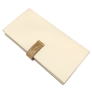 エルメス 長財布 ベアンスフレ タッチ ヴォーエプソン ホワイト未使用 アイボリー クロコ 二つ折り財布  中古