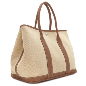 エルメス トートバッグ ガーデンパーティーPM トワルアッシュ ベージュ 茶 トワルH  中古