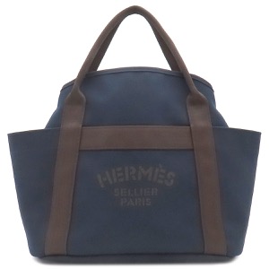エルメス 2WAYバッグ サックドパンサージュ グルーム コットン ネイビー 紺 ショルダー トート  中古