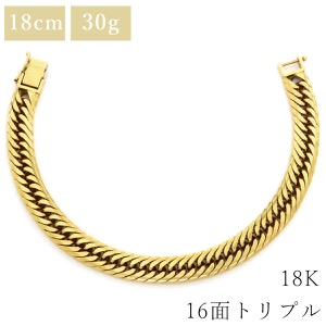 喜平 ブレスレット K18 18金 18.5cm 30.5g 16面 トリプル K18YG ゴールド 造幣局検定マーク ショッピングローン対応していません   中古
