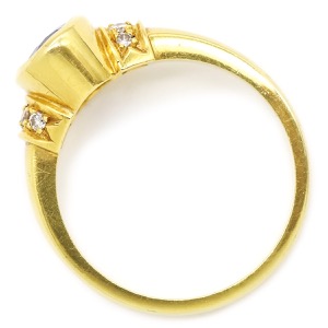 リング 指輪 ブルーサファイア ダイヤリング K18YG ゴールド Au750 18K 青 オーバル  中古