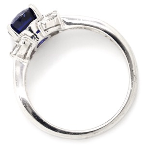 リング 指輪 ブルーサファイア ダイヤリング Pt900 シルバー 青  中古