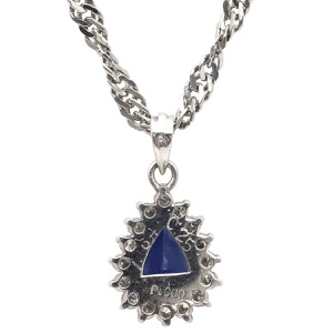 ネックレス サファイア ダイヤモンド Pt900 シルバー Pt850 Pt900 ドロップ ペンダント   中古