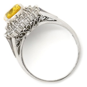 リング 指輪 イエローサファイア ダイヤリング Pt900 シルバー 黄 イエロー  中古