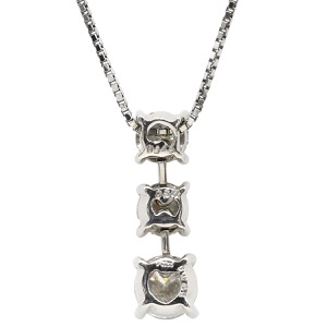 ネックレス Pt900 シルバー Pt900×Pt850 コンビ 3連 ダイヤ ペンダント   中古