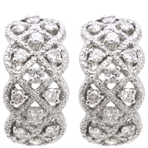 イヤリング アンティーク ダイヤモンド イヤリング K18WG シルバー K18WG×Pt900 コンビ 　ヴィンテージ  中古