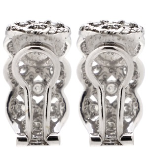 イヤリング アンティーク ダイヤモンド イヤリング K18WG シルバー K18WG×Pt900 コンビ 　ヴィンテージ  中古