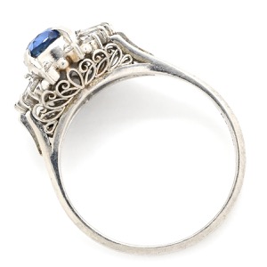 リング 指輪 ブルーサファイア ダイヤリング Pt900 シルバー 青  中古