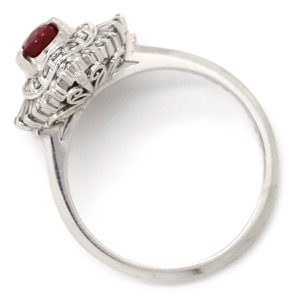 リング 指輪 ルビー ダイヤリング Pt900 シルバー レッド 赤  中古