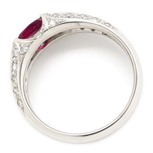 リング 指輪 ルビー ダイヤリング Pt900 シルバー レッド 赤  中古