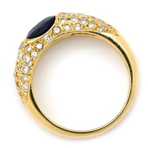 リング 指輪 サファイア ダイヤリング K18YG ゴールド 青 中古