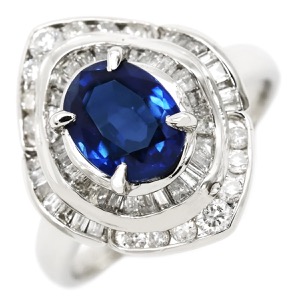 リング 指輪 ブルーサファイア ダイヤリング Pt900 シルバー プラチナ 青  中古