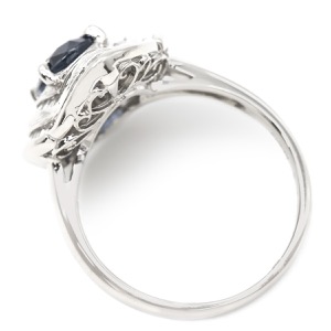 リング 指輪 ブルーサファイア ダイヤリング Pt900 シルバー プラチナ 青  中古