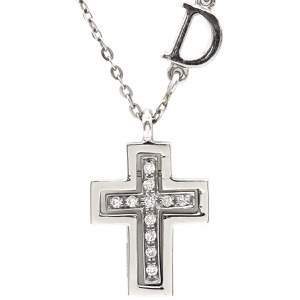 ダミアーニ ネックレス ベルエポック K18WG シルバー ペンダント Au750 18金 ダイヤ クロス 十字架  中古