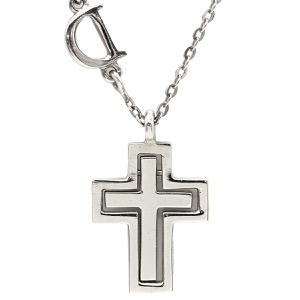 ダミアーニ ネックレス ベルエポック K18WG シルバー ペンダント Au750 18金 ダイヤ クロス 十字架  中古