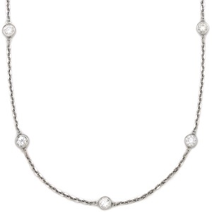 ネックレス ダイヤ ロングネックレス K18WG シルバー 13P  中古