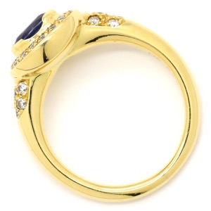 リング 指輪 ブルーサファイア ダイヤリング K18YG ゴールド 青  中古