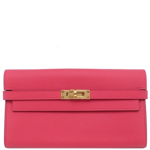 エルメス 長財布 ケリーウォレット ロング ヴォーエプソン ピンク 中古