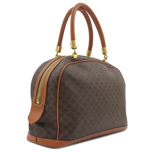 セリーヌ ハンドバッグ マカダム ハーフムーン PVC ブラウン 茶 ミニボストン  中古