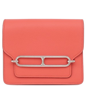 エルメス 二つ折り財布 ロウリス ルリ スリム ヴェルソ エバーカラー ピンク コンパクトウォレット ベルトバッグ   中古