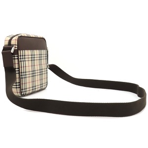 バーバリー ショルダーバッグ ノバチェック キャンバス ベージュ 中古