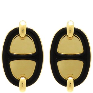 エルメス ピアス ミニマイヨン GP ブラック シェーヌダンクル 黒  中古