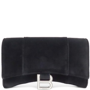 バレンシアガ チェーンウォレット アワーグラス ベルベット ブラック 黒 チェーンショルダー  656050 中古