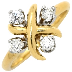 ティファニー リング 指輪 ジャン シュランバージェ  K18YG ゴールド 4Pダイヤ 750  中古