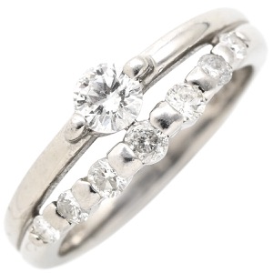 リング 指輪 ダイヤリング Pt900 シルバー 8石 8粒  中古