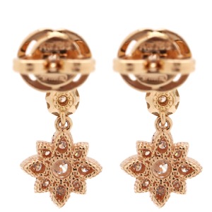 グッチ ピアス GG フローラ ドロップ K18PG ゴールド Au750 GG 花モチーフ ダイヤモンド  中古