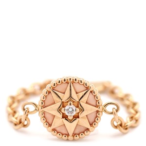 クリスチャン・ディオール リング 指輪 ローズ デ ヴァン チェーンリング K18RG ゴールド #45(JP5) 750 RG ピンクシェル ダイヤ 1P  中古