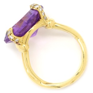 シャネル リング 指輪 アメジスト ダイヤ リング K18YG パープル #48(JP8) 紫 18K 750YG 中古