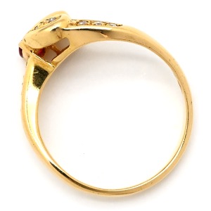 リング 指輪 ルビー ダイヤ リング K18YG ゴールド Au750 18K 18金 レッド 赤  中古