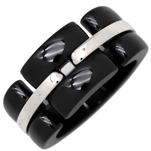 シャネル リング 指輪 シャネル ウルトラリング K18WG ブラック T51(JP11) 黒 18K AU750 中古