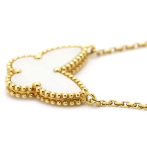 ヴァンクリーフアーペル ネックレス ラッキーアルハンブラ パピヨン ペンダント K18YG ホワイト Au750 蝶 パール  VCARD99500 中古