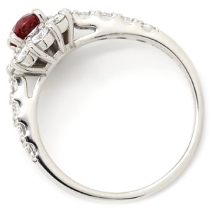 リング 指輪 ルビー ダイヤリング Pt900 シルバー レッド 赤  中古