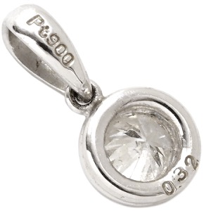 ペンダントトップ ダイヤ Pt900 シルバー 1石 1粒  中古