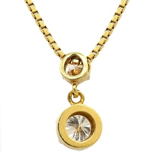 ネックレス ダイヤペンダント K18YG ゴールド 750 18K 2P 2粒 スイング ドロップ  中古