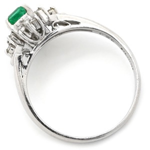 リング 指輪 エメラルドリング Pt900 シルバー ダイヤ 緑 グリーン  中古