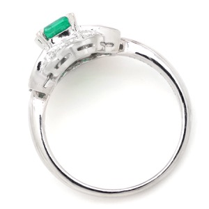 リング 指輪 エメラルド ダイヤモンド リング Pt900 シルバー グリーン 緑   中古
