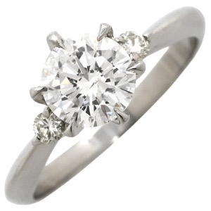 リング 指輪 ダイヤ 立爪リング Pt900 シルバー 3Pダイヤ  中古