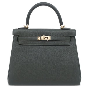 エルメス 2WAYバッグ ケリー25 内縫い トゴ グリーン 深緑 ショルダー ハンドバッグ  中古