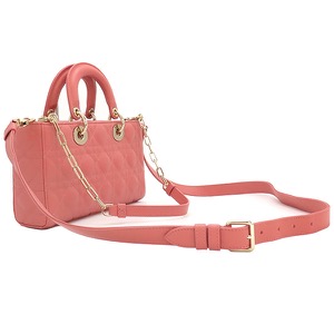 クリスチャン・ディオール 2WAYバッグ レディ D-ジョイ バッグ ラムスキン ピンク ハンドバッグ ショルダー  中古