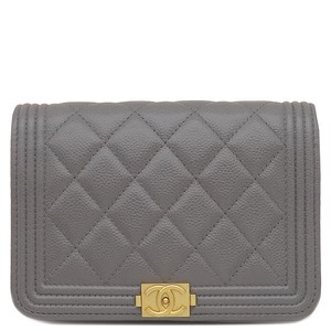 シャネル チェーンウォレット ボーイシャネル チェーンショルダー ミニ グレー ココマーク AP2464 中古