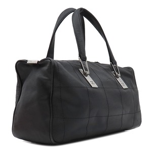 シャネル ハンドバッグ チョコバー レザー ブラック 黒 ボストン 中古