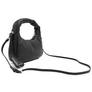 プラダ 2WAYバッグ パデッド ナッパレザー バッグ レザー ブラック 黒 ハンドバッグ ショルダー 三角ロゴプレート  1BA384 中古